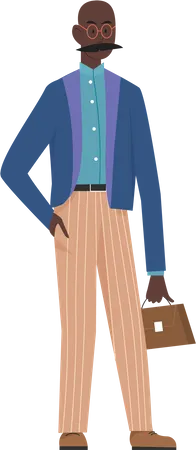 Businessman standing confidently with briefcase  Illustration