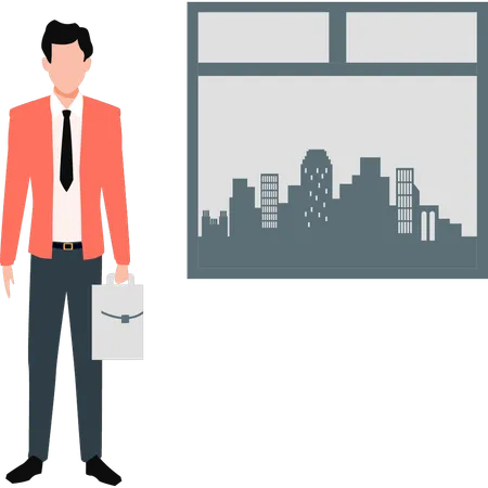 Businessman standing holding his bag  Illustration