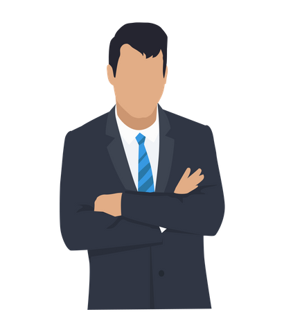 Businessman standing in a dark suit  Illustration