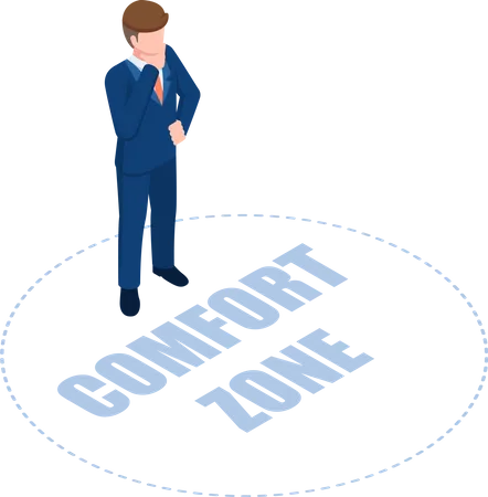 Businessman standing in comfort zone  Illustration