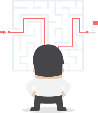 Businessman Standing In Front Of A Maze With A Solution VECTOR EPS 10 Illustration