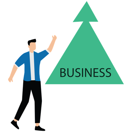 Businessman standing in front of business arrow  Illustration