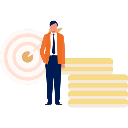 Businessman standing in front of dart  Illustration