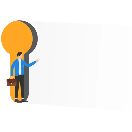 Businessman Standing In Keyhole Concept Business Vector Illustration Illustration