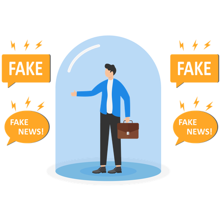 Businessman standing in protective bubble  Illustration