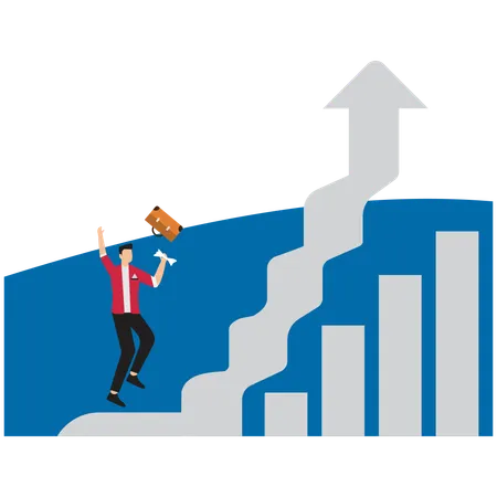 Businessman standing look to the top of the graph arrow  Illustration