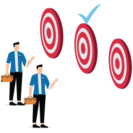 Businessman Standing Looking at Accurate Target  Illustration