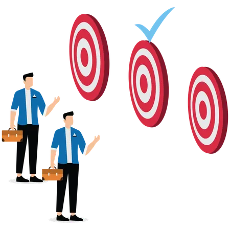 Businessman Standing Looking at Accurate Target  Illustration