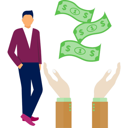 Businessman standing  near money  Illustration