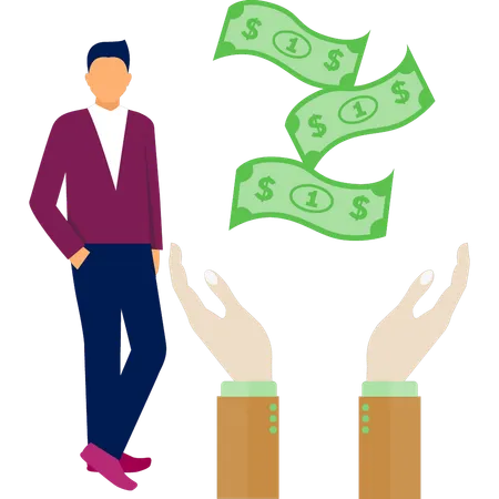 Businessman standing  near money  Illustration