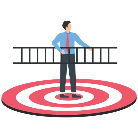 Businessman standing on a target  Illustration