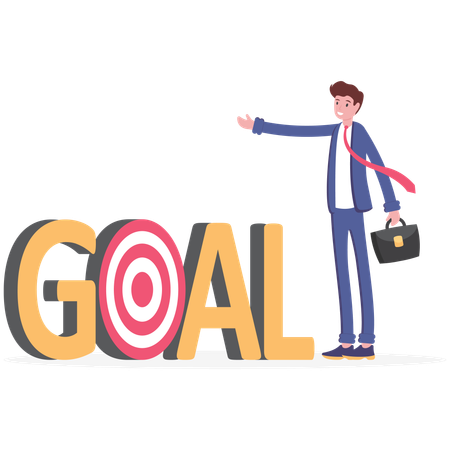 Businessman standing on achievement goal  Illustration