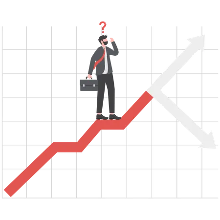 Businessman Standing On Bar Graph Analysis Growth Or Fail Concept Illustration