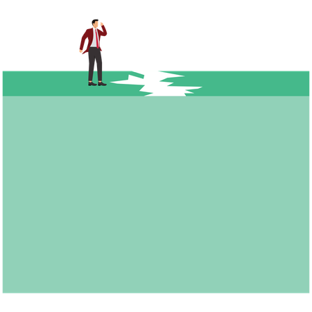 Businessman Standing on Broken Path  Illustration