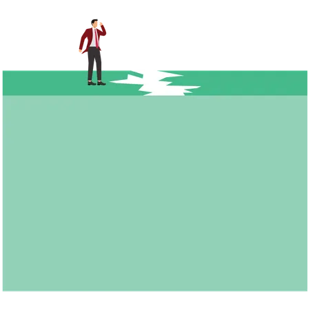 Businessman Standing on Broken Path  Illustration