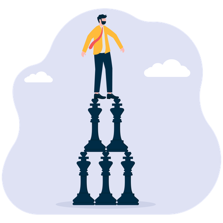 Businessman standing on chess piece  Illustration