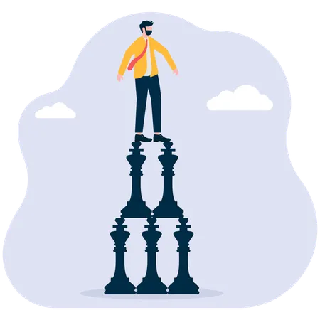 Businessman standing on chess piece  Illustration