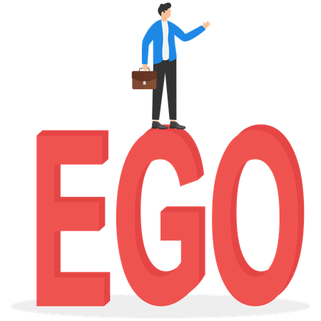 Businessman standing on eco and showing arrogance  Illustration