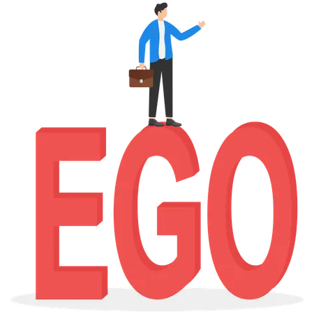 Businessman standing on eco and showing arrogance  Illustration
