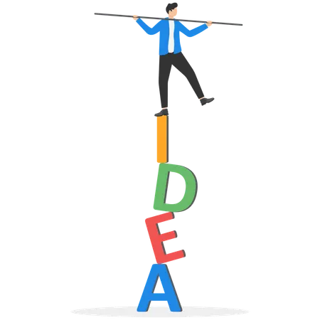 Businessman standing on IDEA while Creating business idea  Illustration