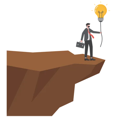 Businessman Standing On Mountain And Looking At Success Illustration