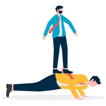 Businessman Standing on other businessman  Illustration