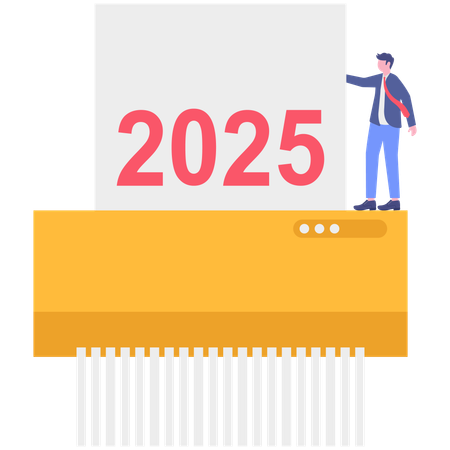 Businessman standing on Paper Shredder Machine  Illustration