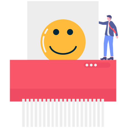Businessman standing on Paper Shredder Machine  Illustration