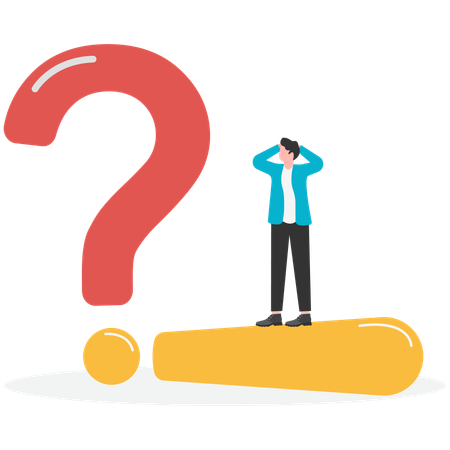 Businessman standing on question mark  Illustration