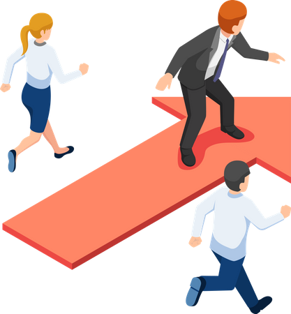 Businessman standing on red arrow at leader position  Illustration