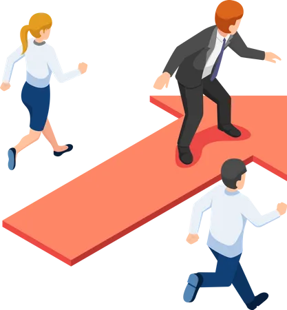 Businessman standing on red arrow at leader position  Illustration