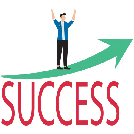 Businessman standing on success arrow  Illustration