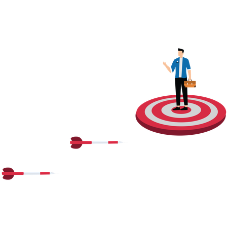 Businessman standing on target  Illustration