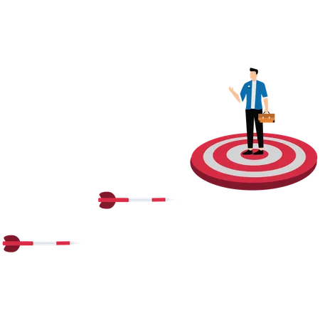 Businessman standing on target  Illustration