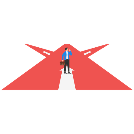 Businessman standing on the road to success  Illustration