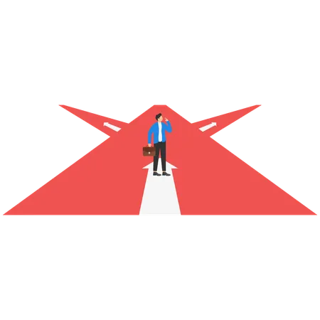 Businessman Standing On The Road Road To Success Concept Business Illustration Vector Flat Illustration