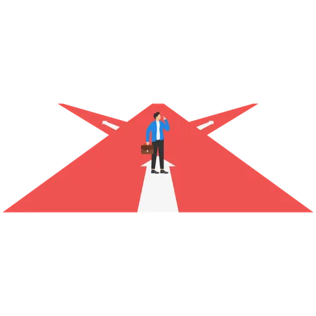 Businessman standing on the road to success  Illustration