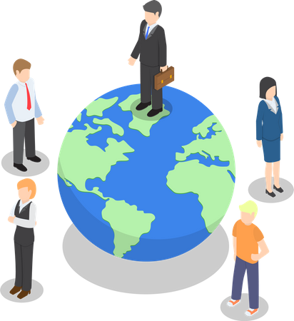 Businessman standing on the world, Global business  Illustration