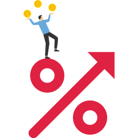 Businessman standing on top of percentage  Illustration