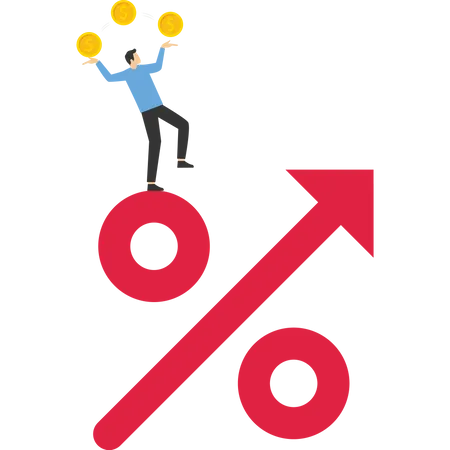 Businessman standing on top of percentage  Illustration