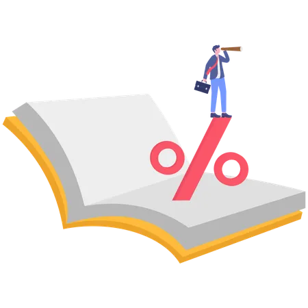 Businessman standing on top of percentage  Illustration