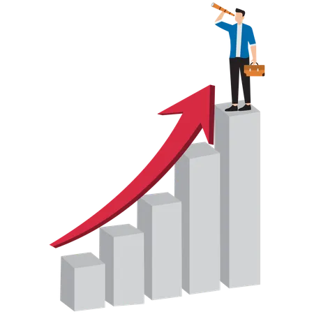 Businessman standing to top of arrow graph  Illustration