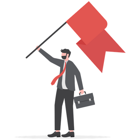 Businessman standing waving flag  Illustration