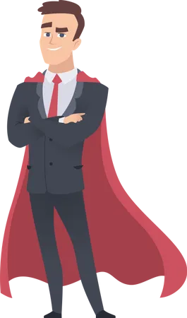 Businessman standing wearing cape  Illustration