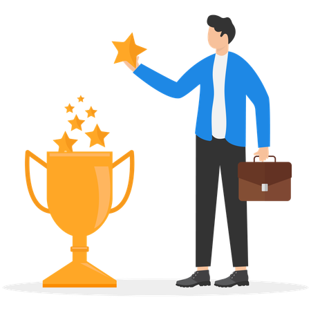 Businessman standing while giving best review  Illustration