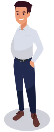 Businessman standing while hands in pocket  Illustration