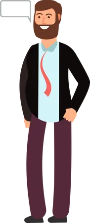 Businessman standing while speaking Illustration