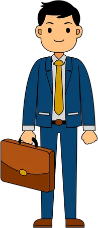 Businessman standing with briefcase  Illustration