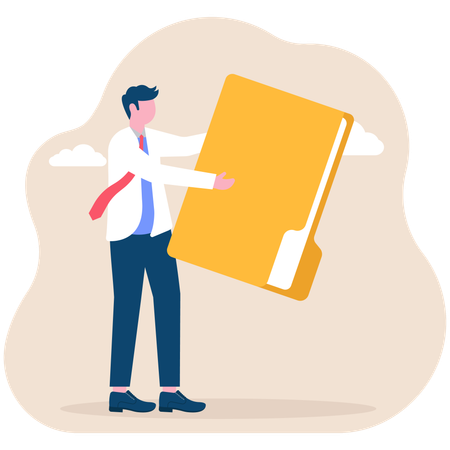 Businessman standing with business folder  Illustration