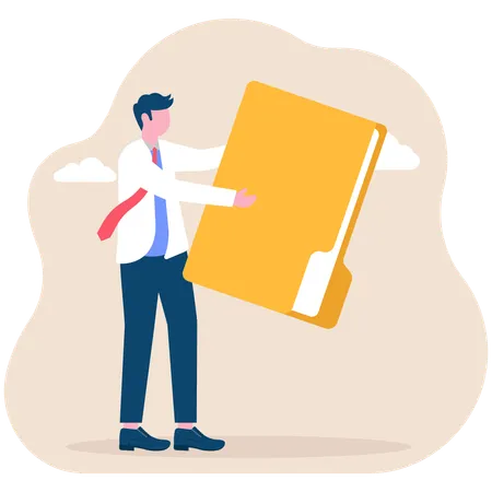 Businessman standing with business folder  Illustration